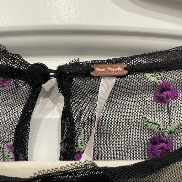 NWT Free People Black Purple Floral Sheer Sky Bright Midi Dress Size S - Picture 9 of 13